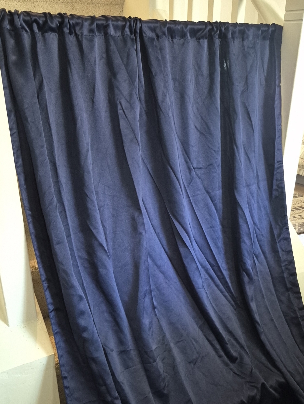 Silky Satin Navy Blue Curtain Panel 53x82